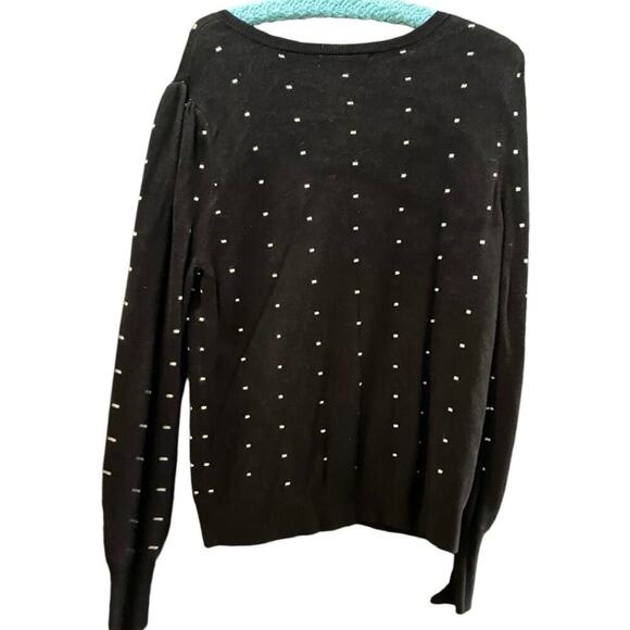 Daniel Rainn Black Keily Polka Dot Long Sleeves V-Neckline Sweater Size XL - Picture 4 of 6
